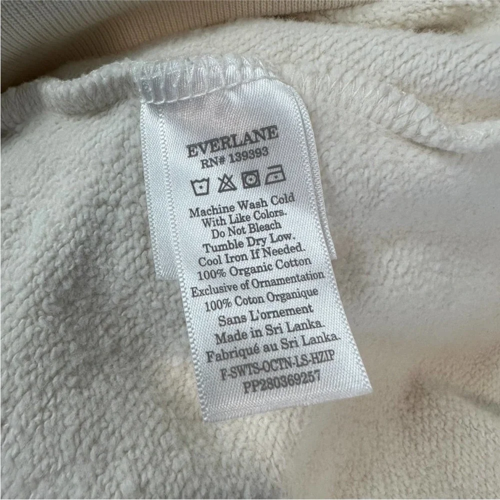 EVERLANE Track Half Zip Organic Cotton Sweatshirt Pullover Bone White - Picture 10 of 12